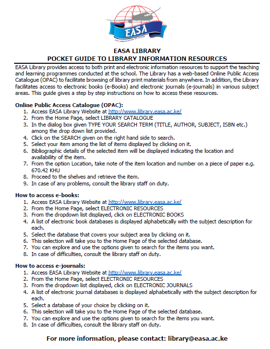 EASA Library Pocket Guide